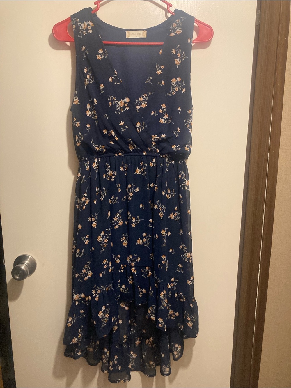 Altar'd State Navy Blue Floral High-Low Dress
